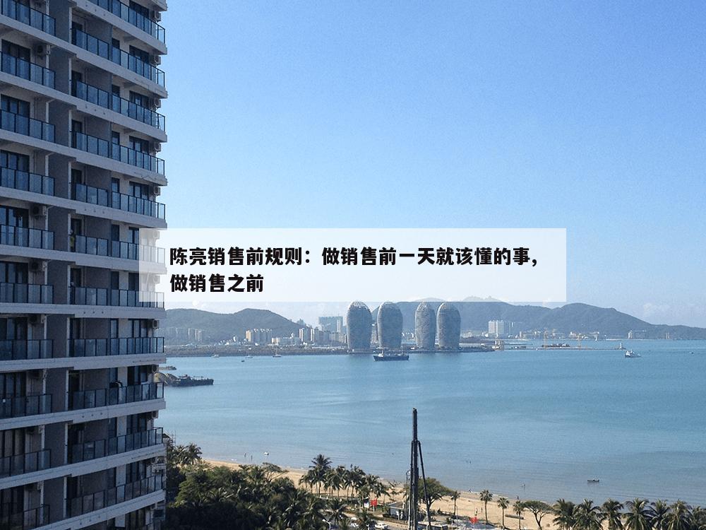 陈亮销售前规则：做销售前一天就该懂的事,做销售之前